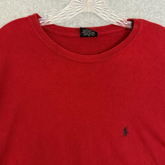Vintage Polo Ralph Lauren Long Sleeve T-Shirt Mens XL Red 100% Cotton Soft READ - Picture 1 of 9
